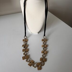 Chicos Gold and Black Statement Necklace